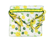 Handmade White Floral Potli Bag | Ethnic Drawstring Pouch with Yellow Flowers