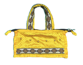 Handmade Yellow Satin Bag with Golden Polka Dots