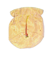 Handmade Yellow Golden Potli Bag for Women | Ethnic Wedding Clutch | Traditional Drawstring Pouch