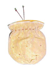Handmade Yellow Golden Potli Bag for Women | Ethnic Wedding Clutch | Traditional Drawstring Pouch