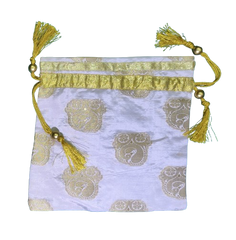 Handmade Cream & Golden Brocade Potli Bag
