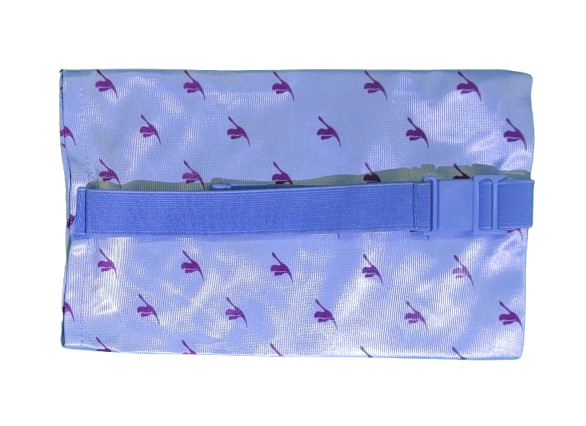Handmade Sky Blue Pouch Bag with Elastic Strap Handle | Multipurpose Makeup & Travel Organizer | Stylish Small Storage Bag