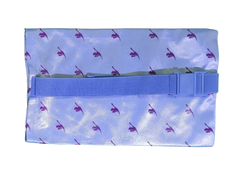 Handmade Sky Blue Pouch Bag with Elastic Strap Handle | Multipurpose Makeup & Travel Organizer | Stylish Small Storage Bag